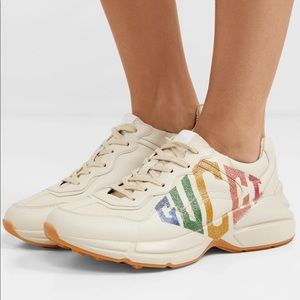 Women's Rhyton Rainbow Glitter Gucci Sneaker
